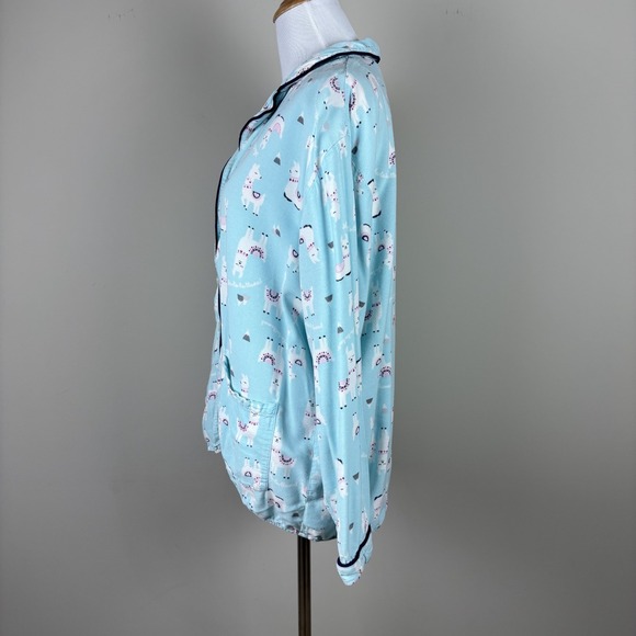 Karen Neuburger Live Love Lounge Womens L Flannel Pajama Set Llama PJs Top Pants - Picture 5 of 16